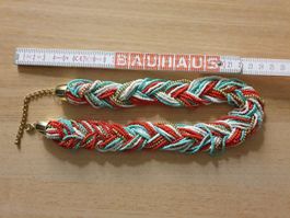Geflochtene Halskette, Sommerfarben, Perlenkette