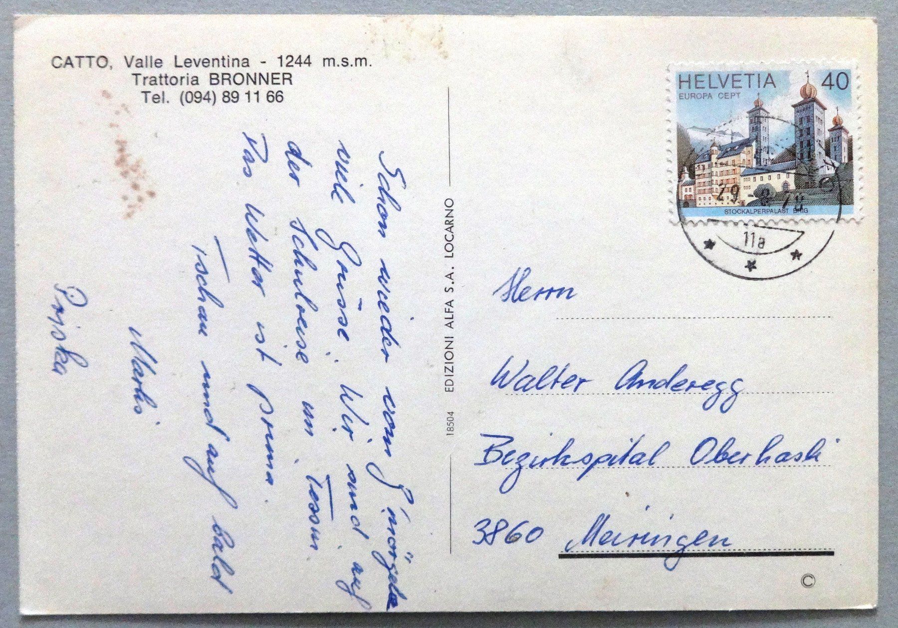 Cartoline postali: Catto, Valle Leventina – Difettoso da Fétigny venduto da Billy2miny 1