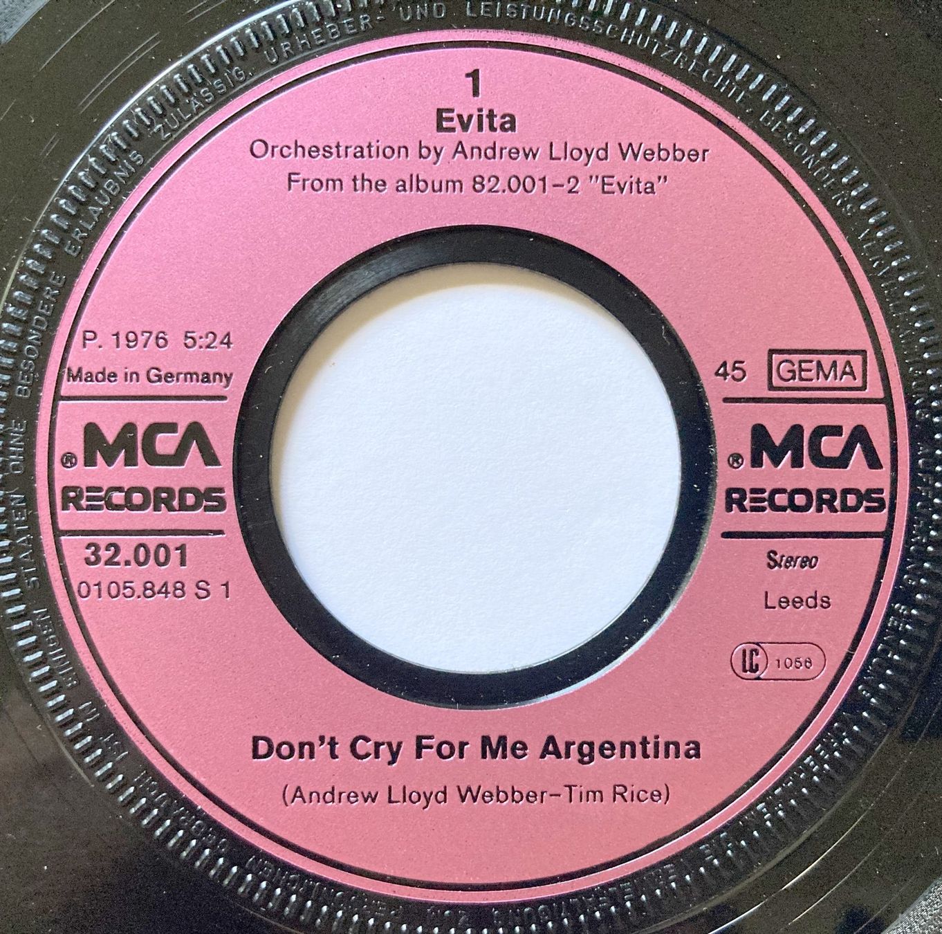 Schallplatten: JULIE COVINGTON - DON'T CRY FOR ME ARGENTINA – Gebraucht aus Bottens von hotter-than-hell 2