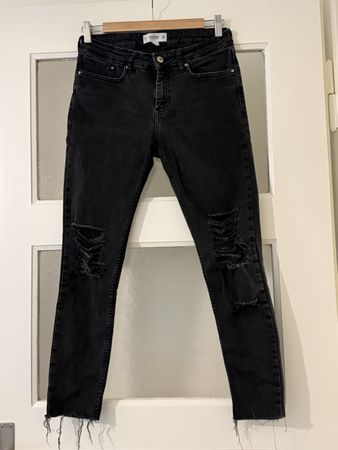 Schwarze Mango Jeans mit Rissen, Grösse 38