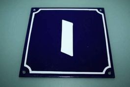 Hausnummer 1 aus Email- 15x15cm/Antik/Sammeln