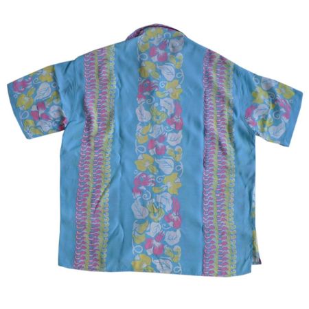 Hemd Gr. M Herren Hawaiihemd aqua geblumt VINTAGE  1970s