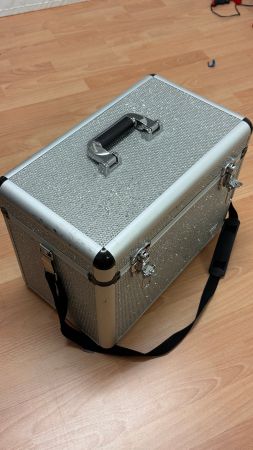 Sibell robuster Kosmetik-, Schminkkoffer Silber Glitzer TOP!