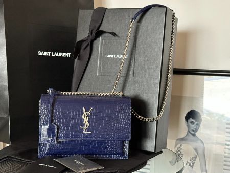 2 Für 1 !! YSL SUNSET MEDIUM TASCHE AUS GLANZLEDER