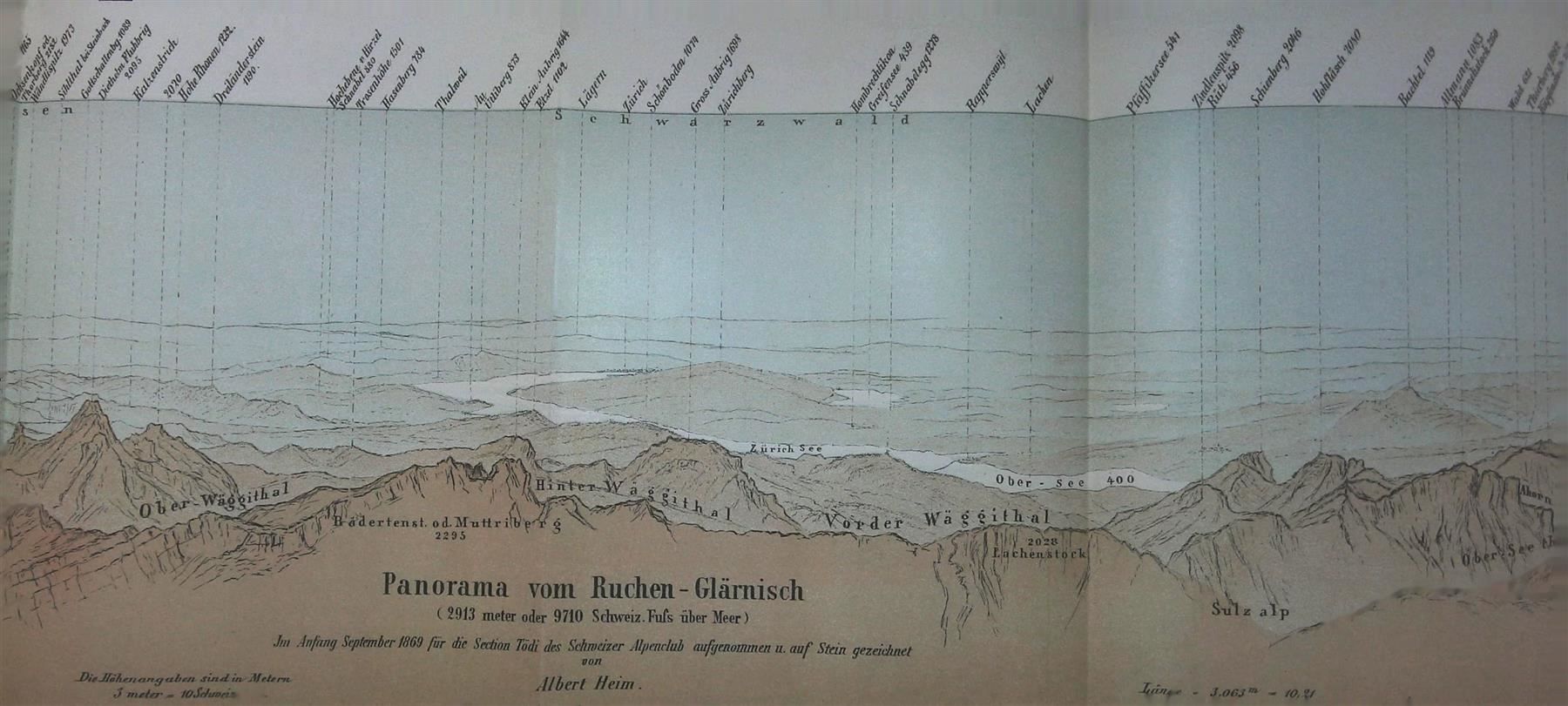 Gravures: Glärnisch  Panorama 1894 – D'occasion à Rafz par Helvet32