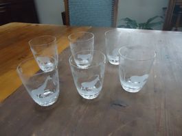 Verres en cristal gravés (6 X) - Animaux africains