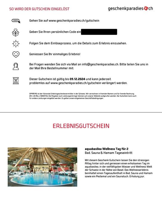 Aquabasilea Gutschein Tageseintritt für 2 Personen (Neu (gemäss ...