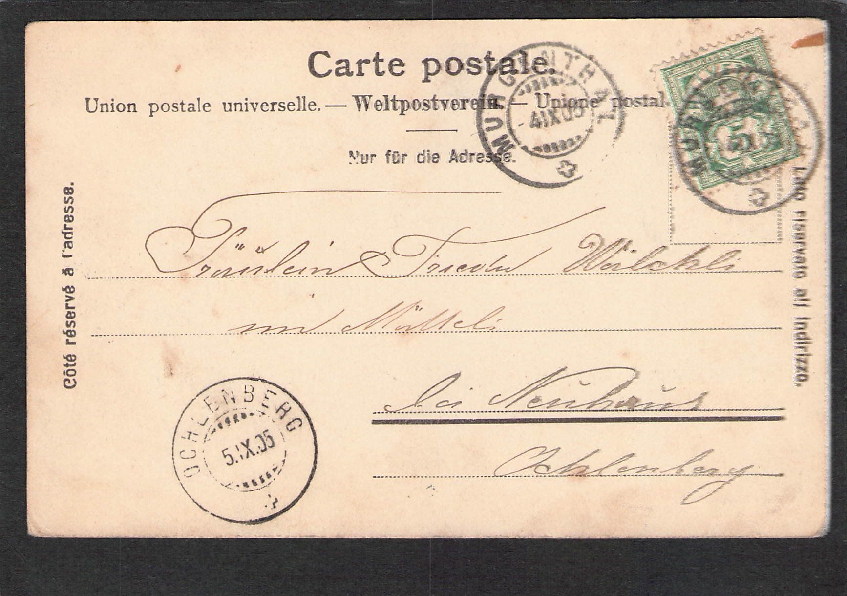 Cartoline postali: -Murgenthal Aargau , 1905 – Usato da Reichenburg venduto da Pipo-67 1