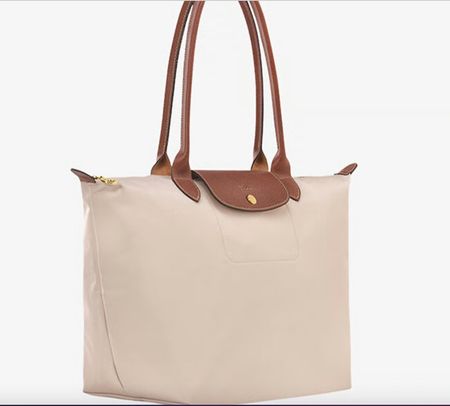 Sac Longchamp Pliage Beige Cuir Marron