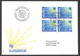 FDC UIT (D XI) 15 Viererblock ET Genève 17.5.1994