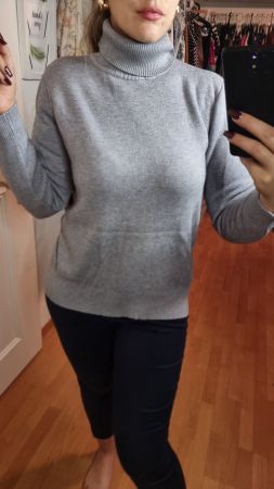 Kuscheliger Rollkragenpullover, Grau, Gr.38-40 Top Zustand