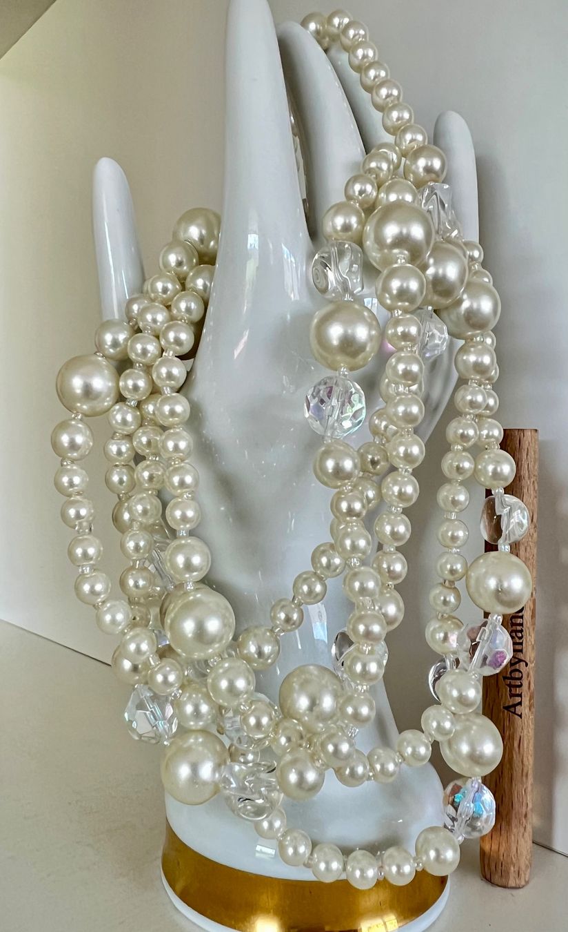 Catenine: Extra lange Perlenkette - 158 cm -  irisierende Kristalle – Usato da Ruswil venduto da artbyhand 5