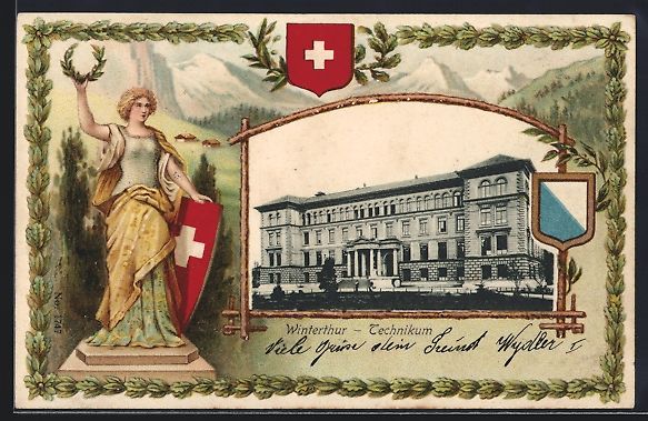 Ansichtskarten: Litho Winterthur, Blick auf das Techniku – Gebraucht aus Berlin von bartko-reher