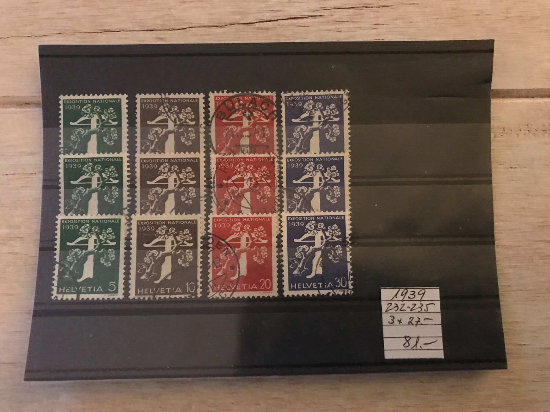 Tutti i francobolli: 3 x Serie aus 1939 (CH6) – Usato da St.Gallen venduto da Bigdisch