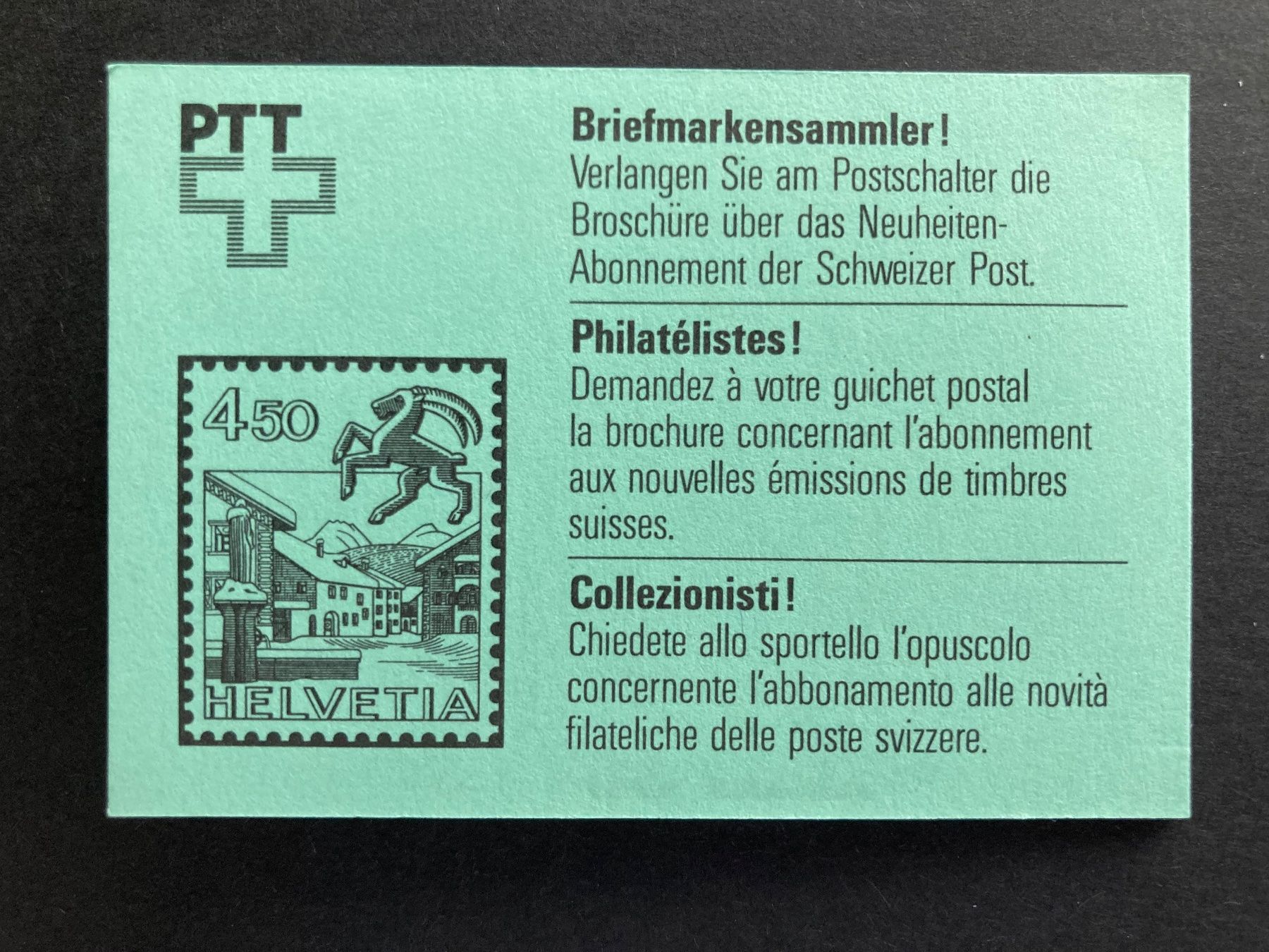 Alle Briefmarken: PTT Markenheft 1985 grün ET 2.9.1985 – Neu und originalverpackt aus Niederurnen von Alpineyeti 2