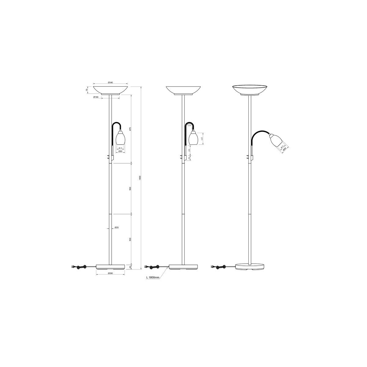 Lampade: Stehleuchte, Glas, Lesearm, 180 cm Höhe – Nuovo (secondo la descrizione) da Kreuzlingen venduto da Smart-Light 4