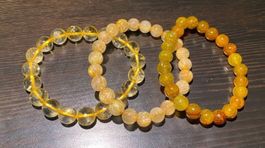 3x Edelstein Armband - 2 Gold-Rutilquarz und Honig Jade 🍯🐝