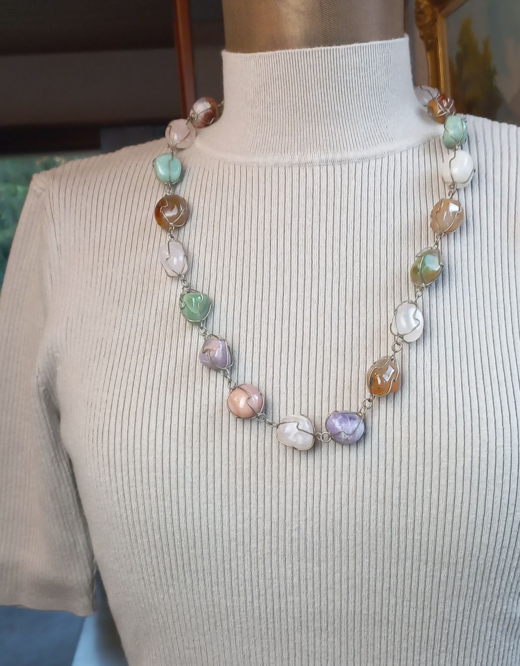 Catenine: Halskette "cageded Gemstone" silber Draht mit Edel Steinen – Usato da Buchs AG venduto da Dzirul 3