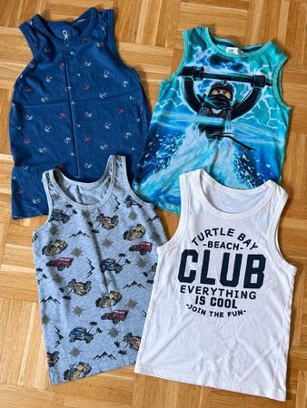 Lot de 4 débardeurs garçon divers motifs taille 122/128