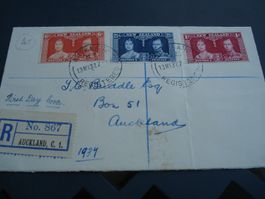 New Zealand, FDC 1937, Satz Krönung, gelaufen
