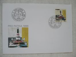 1999 1 FDC Dampfschiff "URI" SBK B266 gest. auf dem Schiff