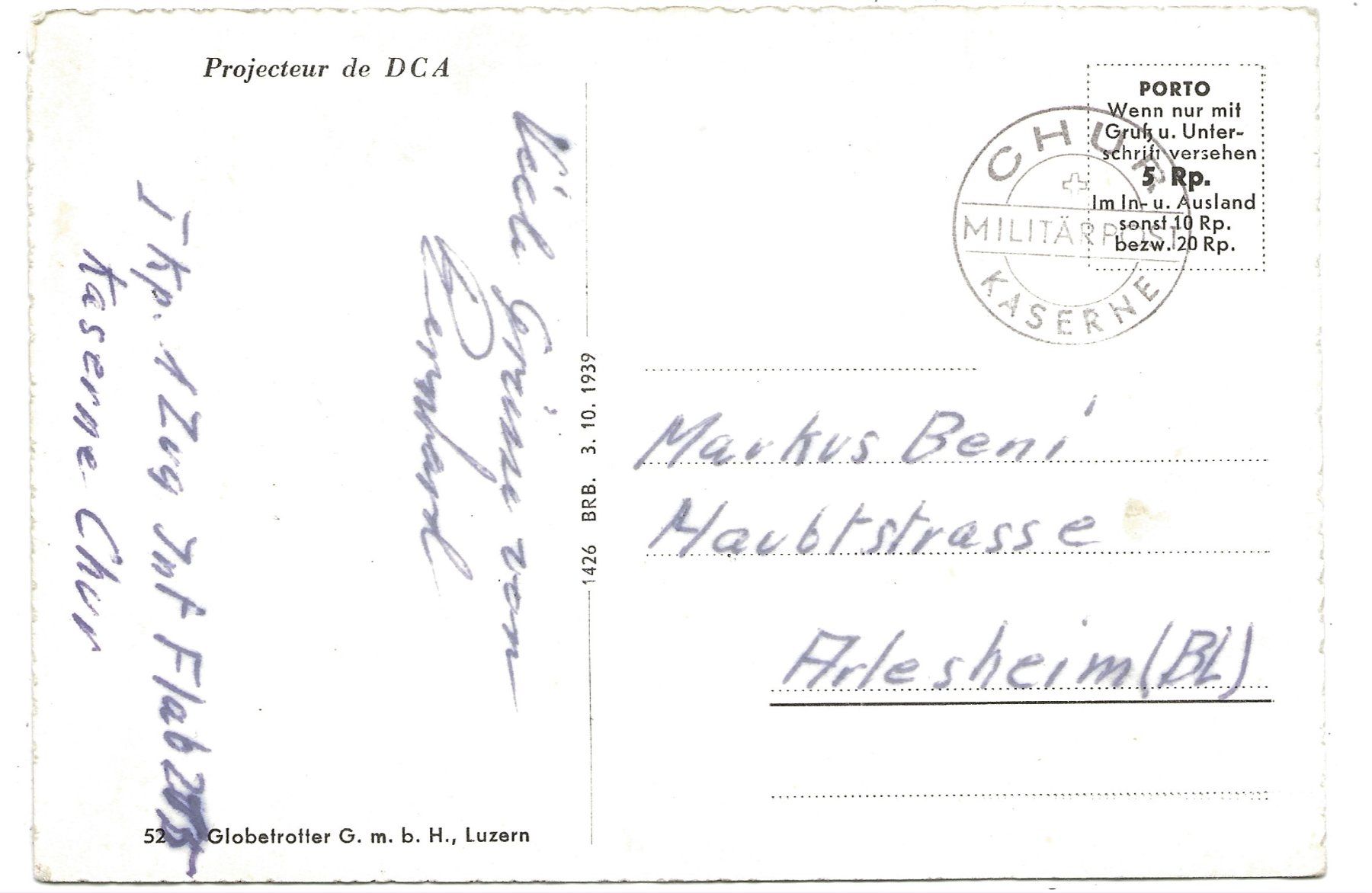 Cartes postales: Militär - Flab. Scheinwerfer - Projecteur DCA - Instruktion – D'occasion à Engelburg par Cartophil 1