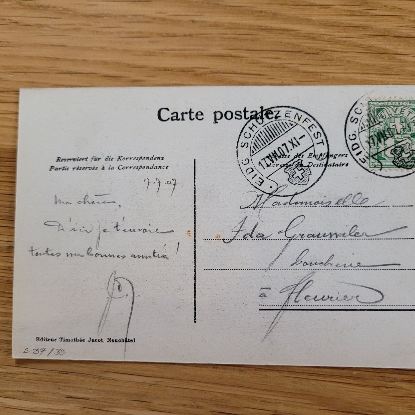 Ansichtskarten: Carte Postale Eidg. Schutzenfest 1907 – Gebraucht aus Biel/Bienne von Destockweb