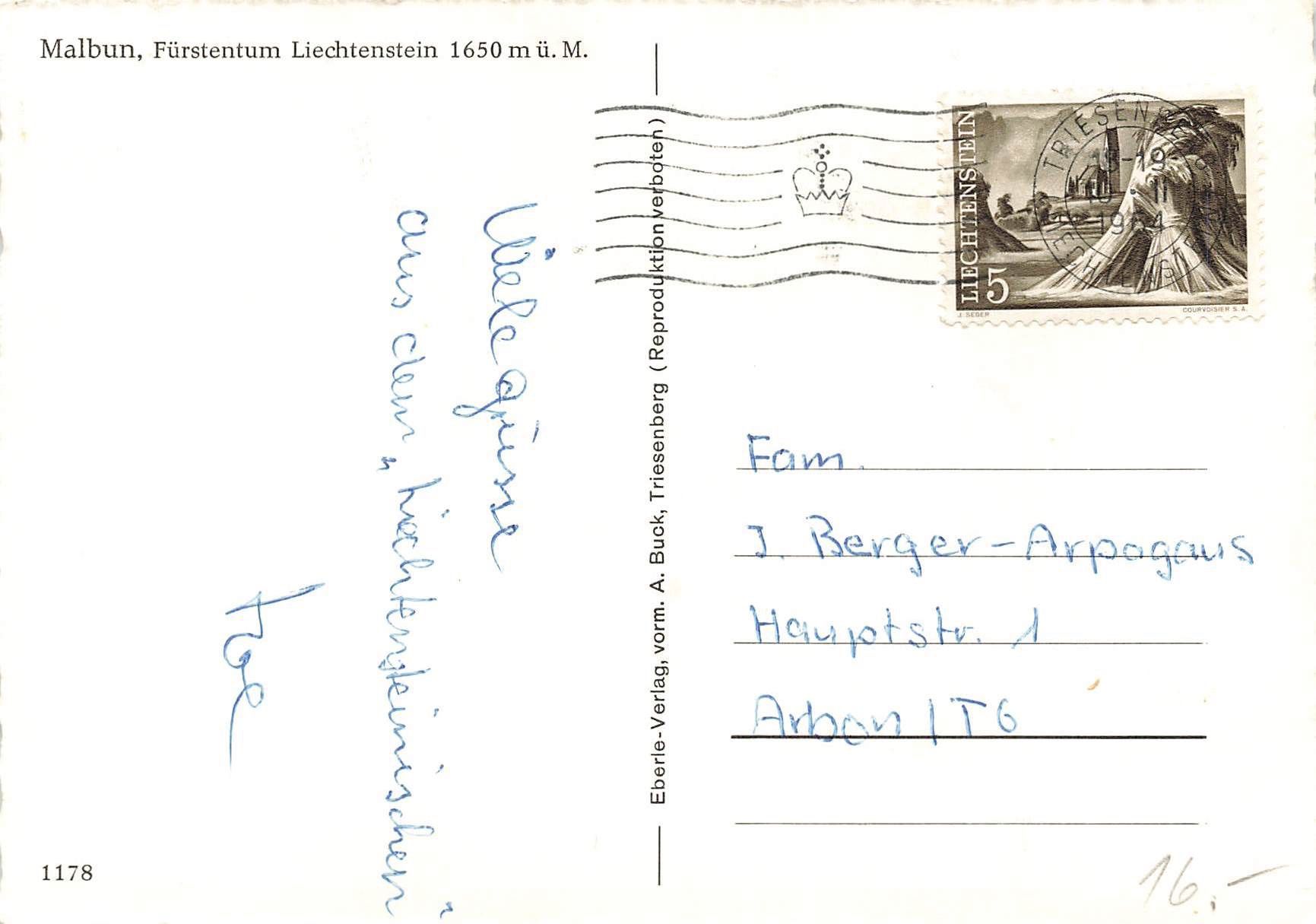 Cartoline postali: Malbun Liechtenstein – Usato da Biasca venduto da Blenio71 1
