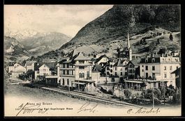 AK Stans, Ortspartie mit Brisen, 1908