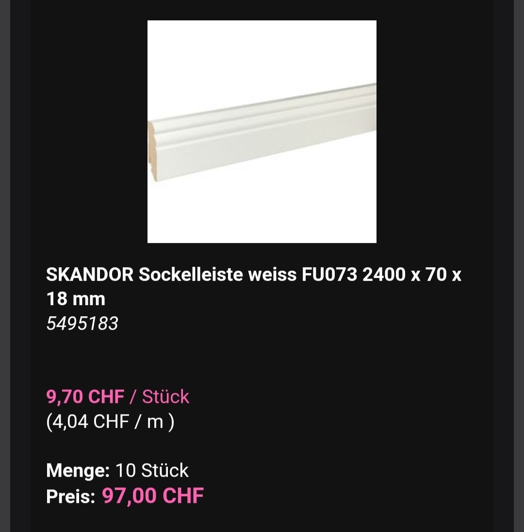 Profile: Sockelleiste / Treppenleiste – Neu und originalverpackt aus Lostorf von _Venus_