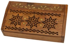 Indische Holz Schatulle mit Intarsien Einlegearbeit