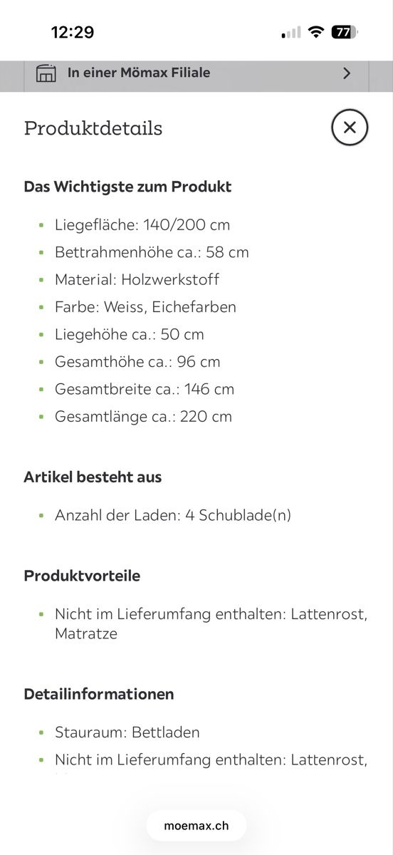 Lits: Bett 140x200cm – D'occasion à Kloten par cigiro 5