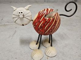 Deko Katze Keramik Metall