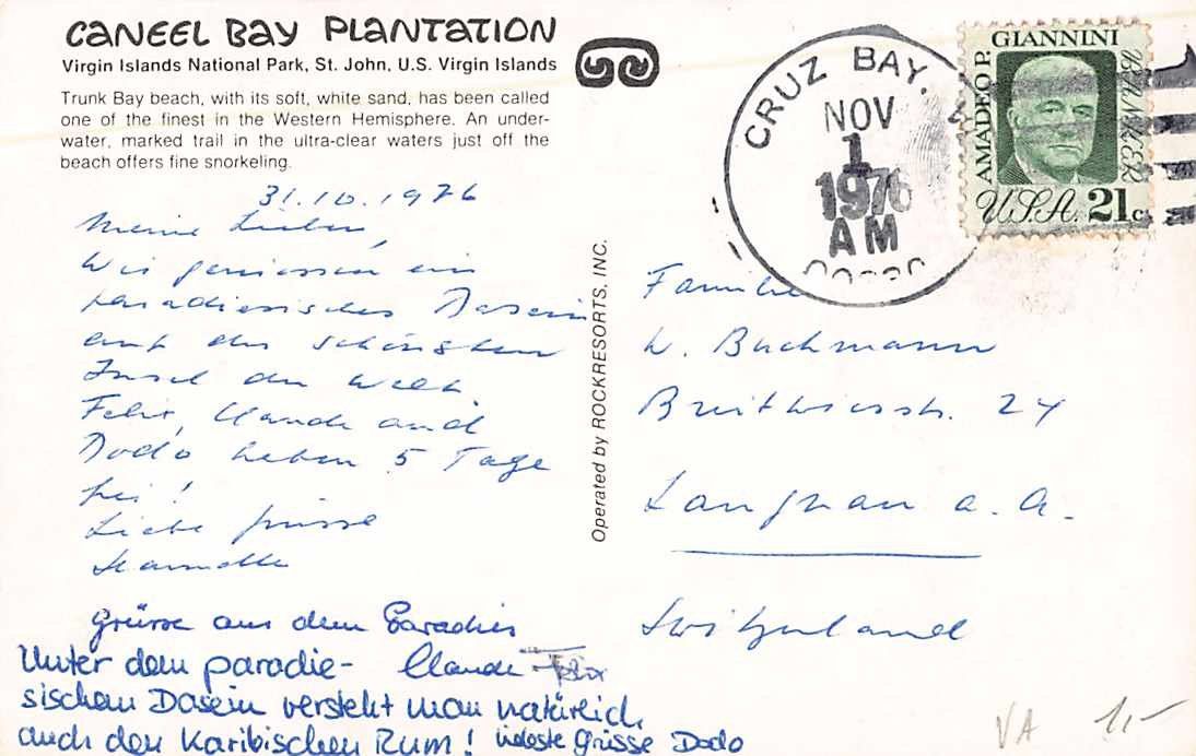 Cartoline postali: EXOTISCHE Ansichtskarten 5x KARIBIK - in die Schweiz – Usato da Lufingen venduto da TopAnsichtskarten 7