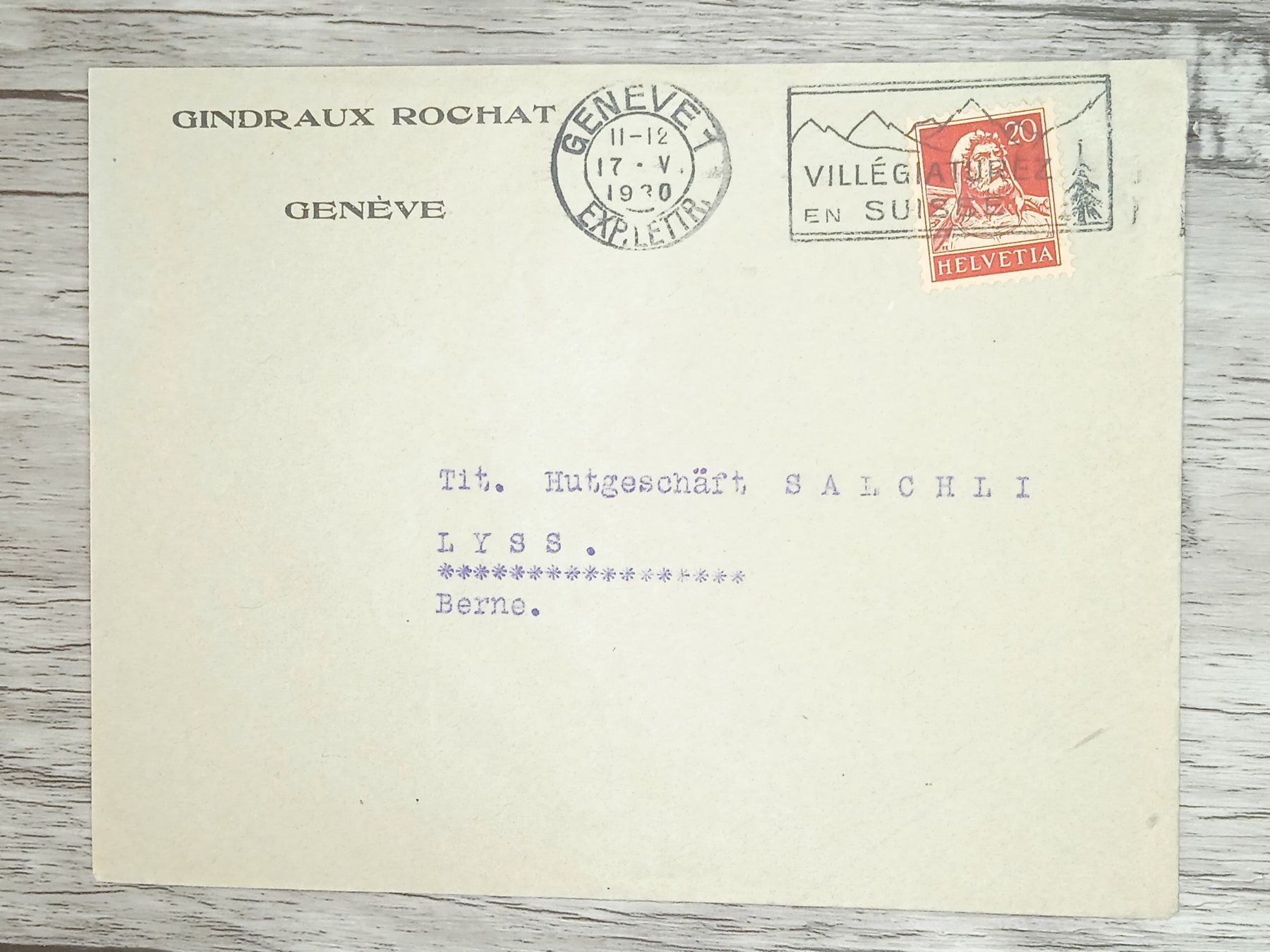 Tutti i francobolli: TR20 Enveloppe + Timbre Suisse 1930 – Usato da Cousset venduto da Patrick_Collections