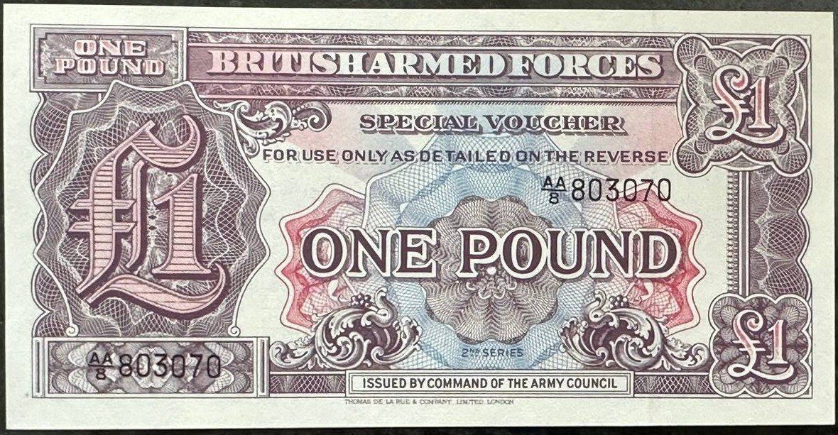 Banknoten: Seltene britische Armee One Pound Note, Reproduktion – Gebraucht aus Beringen von Mantafisch1