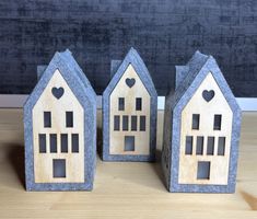 3 pieces little velvet decorative houses with light - New!