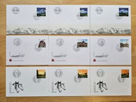 FDC 2006 Bergpanorame, 2007 Stein am Rhein, 2008 Stiftung,