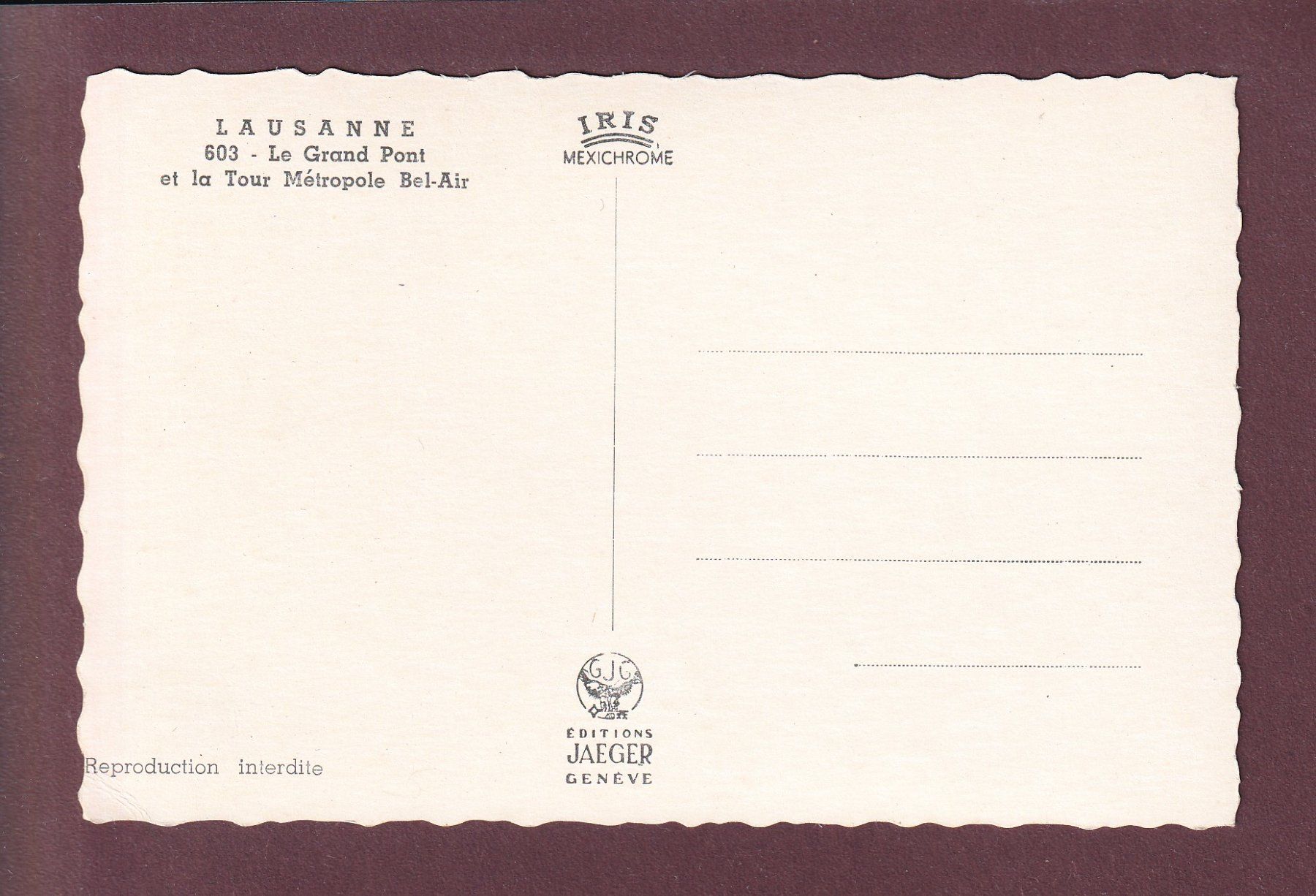 Cartoline postali: LAUSANNE - Bel-Air – Usato da Pully venduto da nicecards 1
