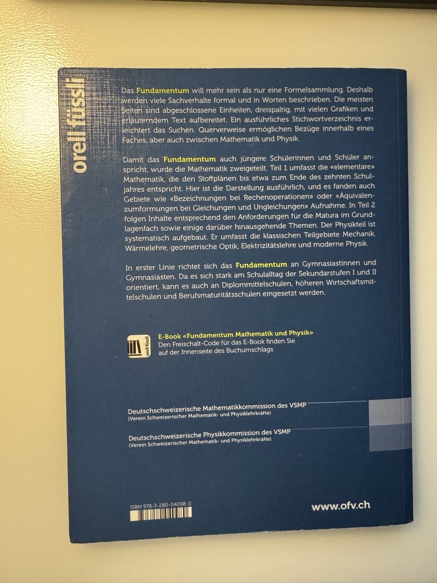 Bücher: Fundamentum Mathematik und Physik – Gebraucht aus Emmenbrücke von Florentina27 1