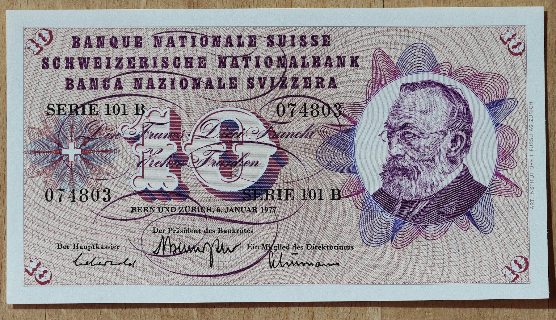 Banconote: 10 Franken Note Gottfried Keller 1977 – Usato da Rheinfelden venduto da Fitscherella
