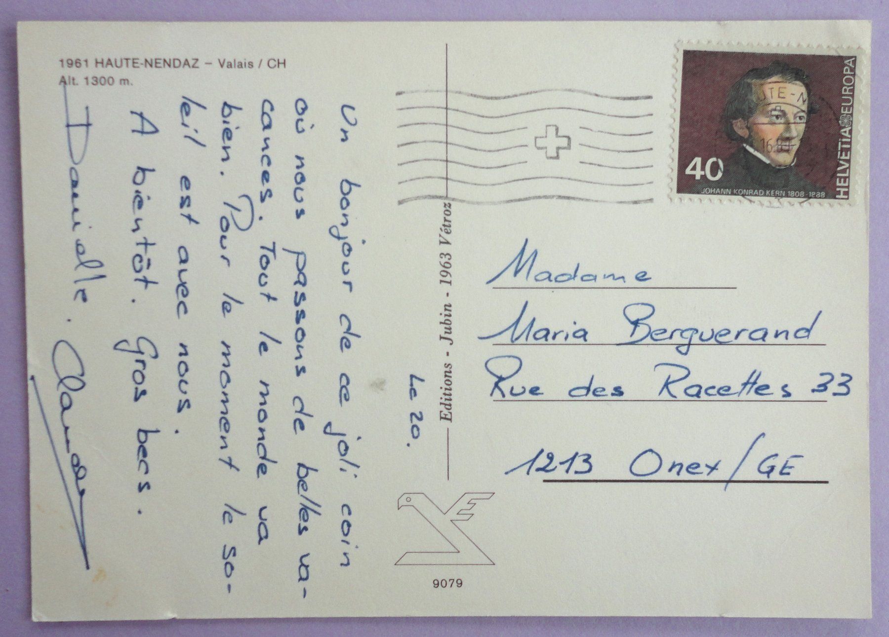 Cartoline postali: Haute-Nendaz Alt. 1300 m – Usato da Fétigny venduto da Billy2miny 1