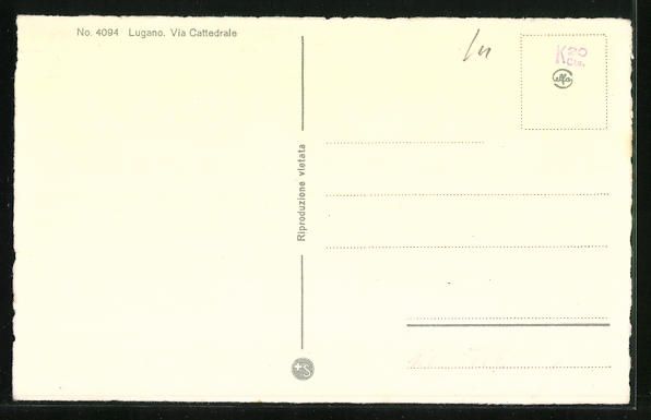 Cartoline postali: Lugano, Via Cattedrale mit Geschäften – Usato da Berlin venduto da bartko-reher 1