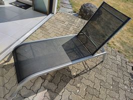 Liegestuhl Gartenliege verstellbar grau/anthrazit