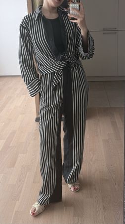 Ensemble chemise et pantalon rayé noir et blanc H&M taille S