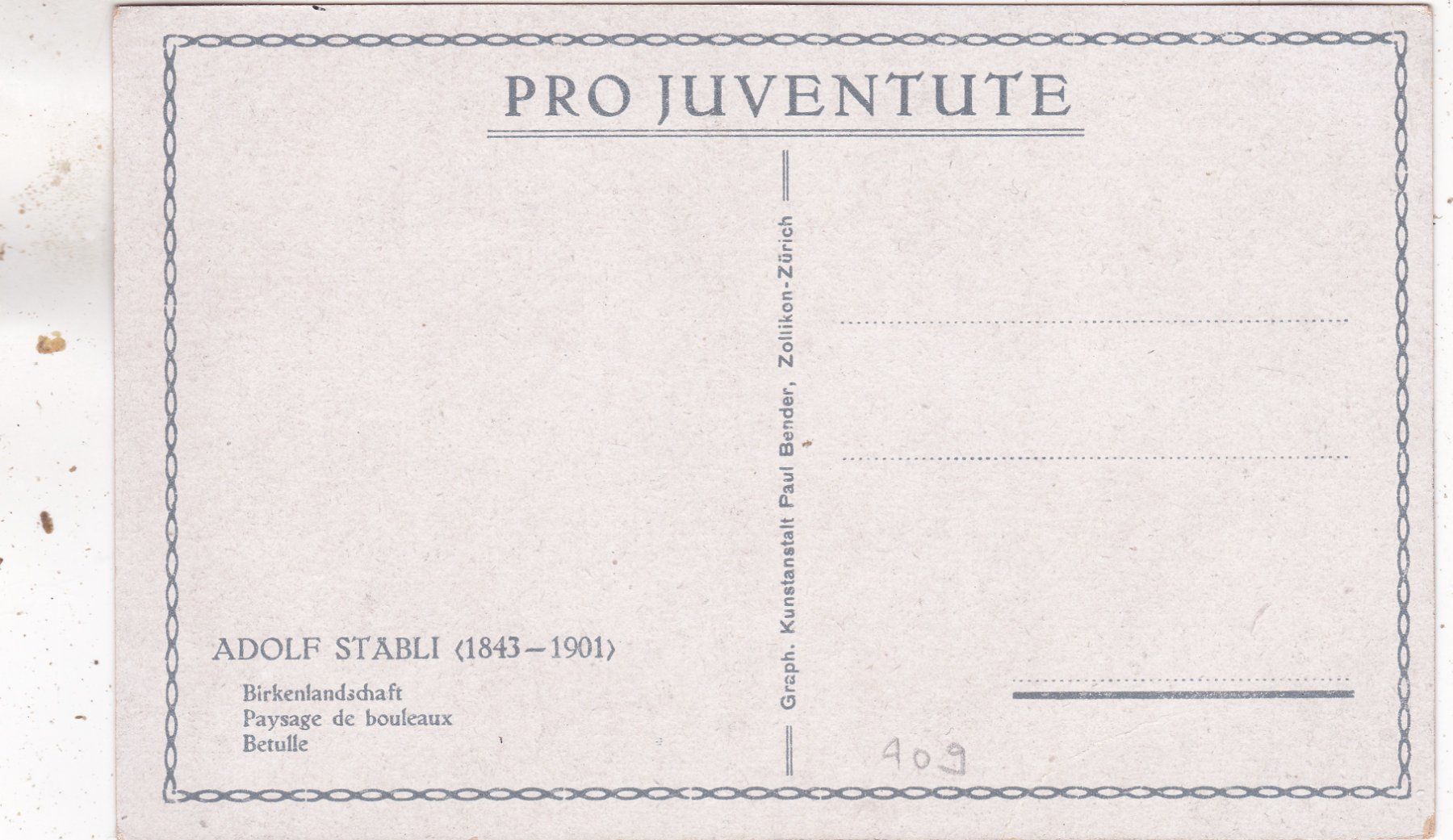 Cartoline postali: Kitsch Kunst Adolf Stäbli  Birkenlandschaft – Usato da Herisau venduto da Lisegrat2008 1