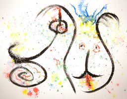 Gr. Tusche Zeichnung: Body Face