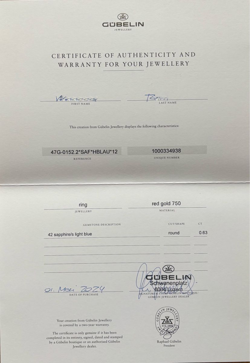 Gübelin Anelli: GÜBELIN Ring Saphir hellblau Rotgold – Usato da Solothurn venduto da Dudu92 3