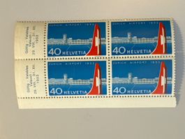1953 Zürich Airport Eröffnung, 4er Block, postfrisch