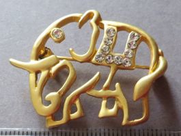 ELEFANT ANSTECKER GOLDFRABENE BROSCHE ELEPHANT